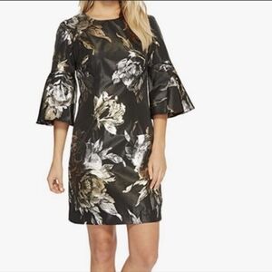 Trina Turk Rachelle Dress Black and Gold Jacquar Size 2